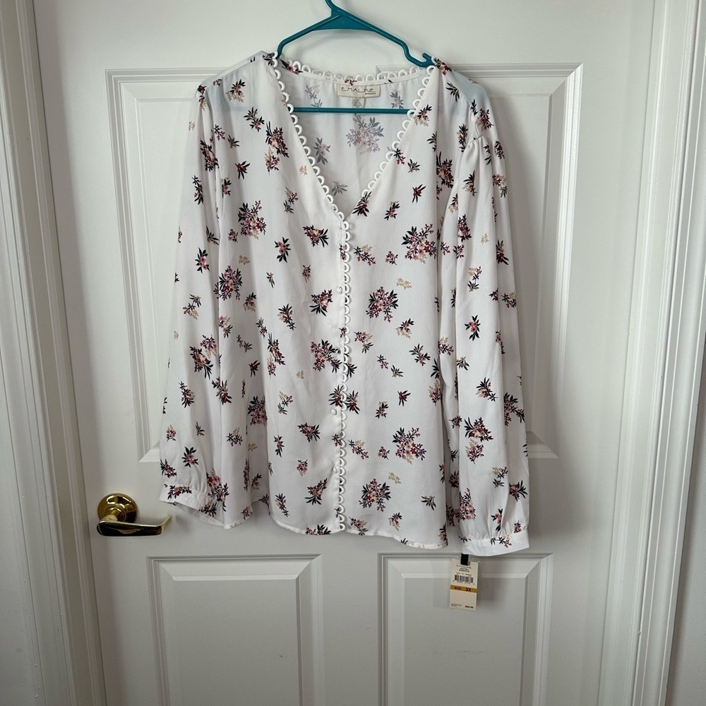Emaline Floral Long Sleeve Blouse Size 3X